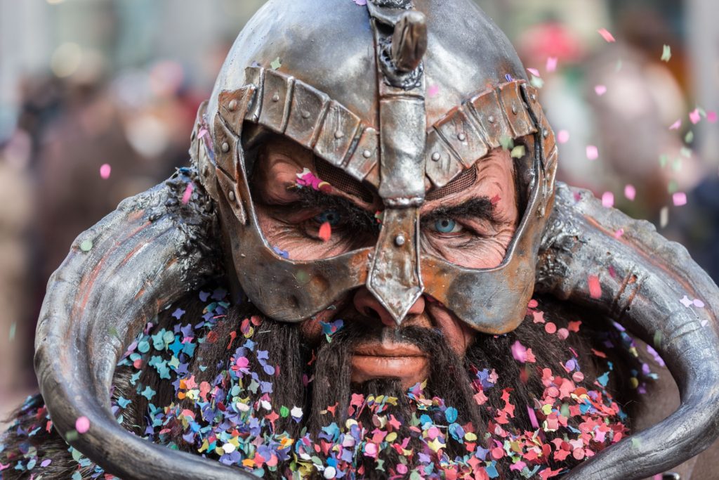 Viking with confetti